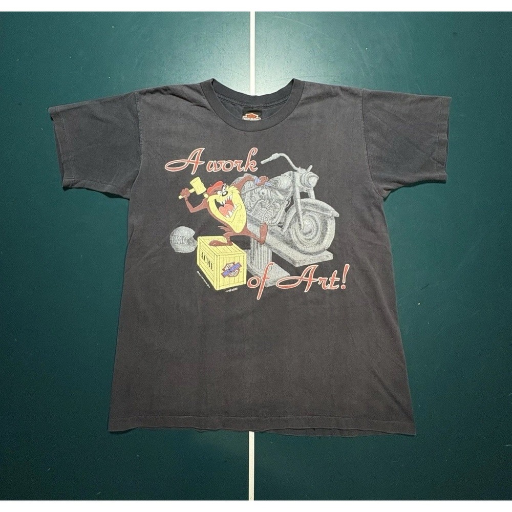 VTG 90s Harley Davidson Taz Single Stitch T Shirt Large Made USA 1993‎ Fun Wear